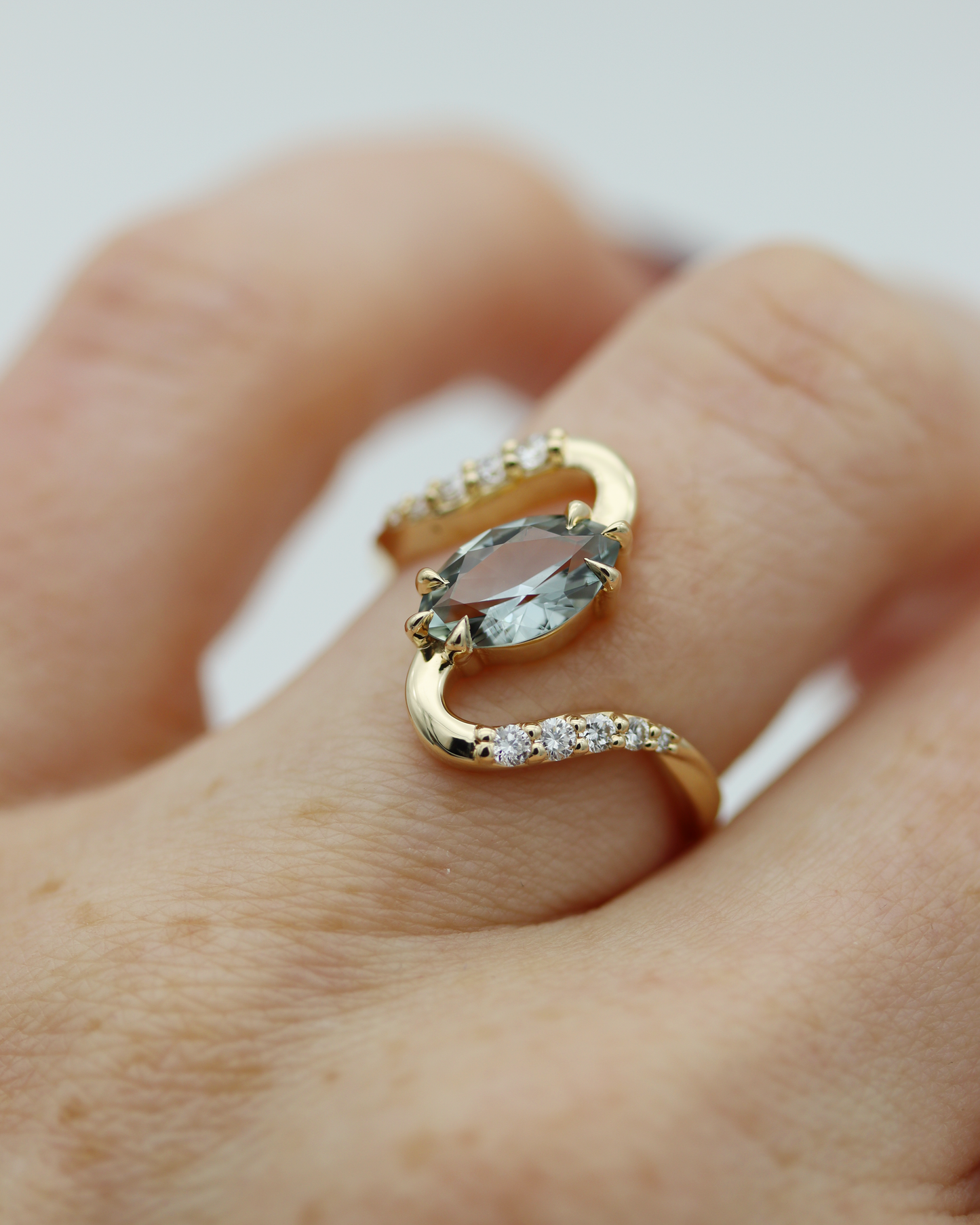 Radiant Waves 1.16ct Blue Marquise Sapphire and Diamond Ring