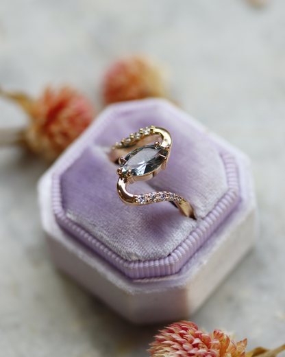 Radiant Waves 1.16ct Blue Marquise Sapphire and Diamond Ring