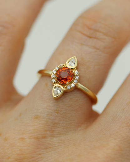 Aileen 0.65ct Orange Round Brilliant Cut Sapphire and Diamond Ring