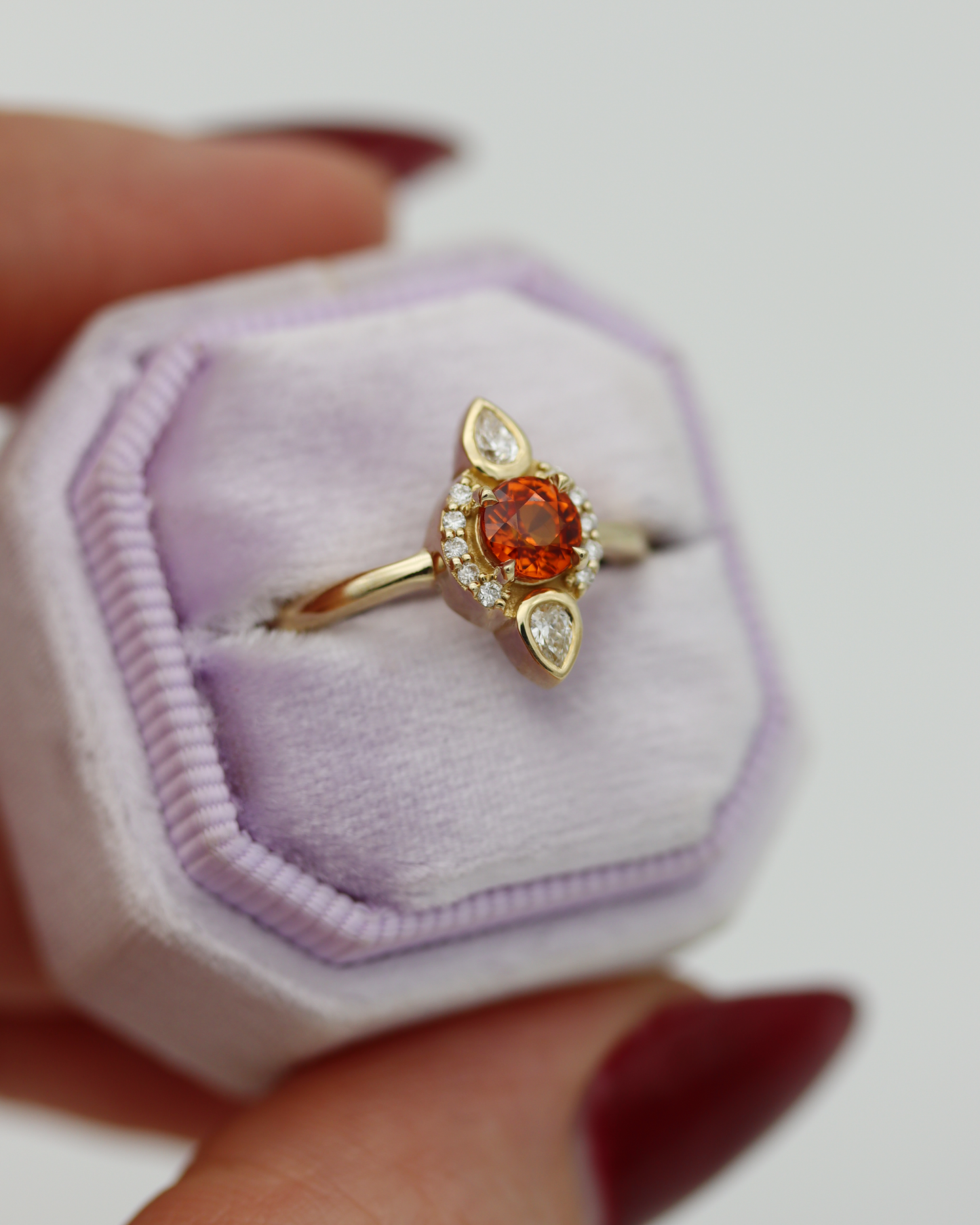 Aileen 0.65ct Orange Round Brilliant Cut Sapphire and Diamond Ring