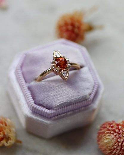 Aileen 0.65ct Orange Round Brilliant Cut Sapphire and Diamond Ring