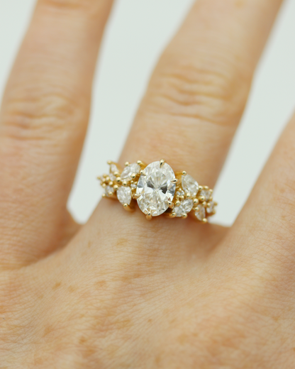 Adair 1.23ct Oval Cut Lab Diamond Wreath Engagement Ring