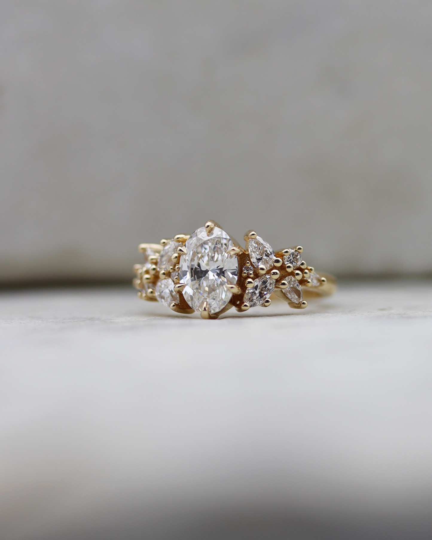 Adair 1.23ct Oval Cut Lab Diamond Wreath Engagement Ring