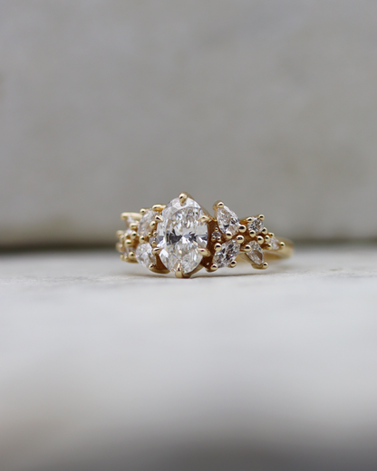 Adair 1.23ct Oval Cut Lab Diamond Wreath Engagement Ring