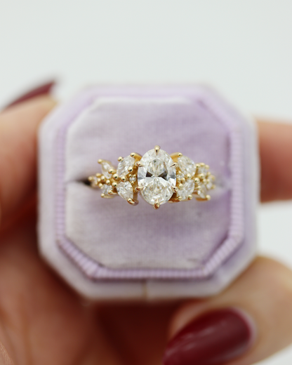 Adair 1.23ct Oval Cut Lab Diamond Wreath Engagement Ring
