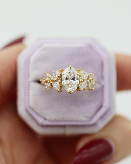 Adair 1.23ct Oval Cut Lab Diamond Wreath Engagement Ring
