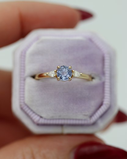 Moira 0.63ct Pale Blue Round Brilliant Cut Sapphire and Diamond Engagement Ring