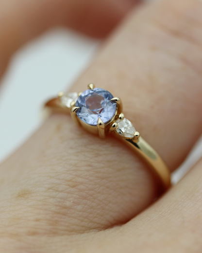 Moira 0.63ct Pale Blue Round Brilliant Cut Sapphire and Diamond Engagement Ring