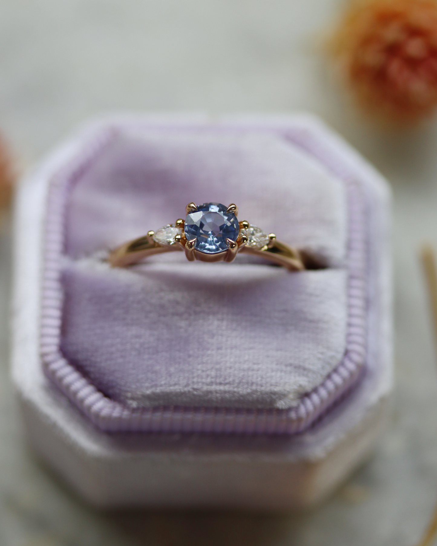 Moira 0.63ct Pale Blue Round Brilliant Cut Sapphire and Diamond Engagement Ring