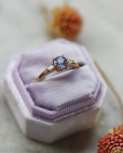 Moira 0.63ct Pale Blue Round Brilliant Cut Sapphire and Diamond Engagement Ring