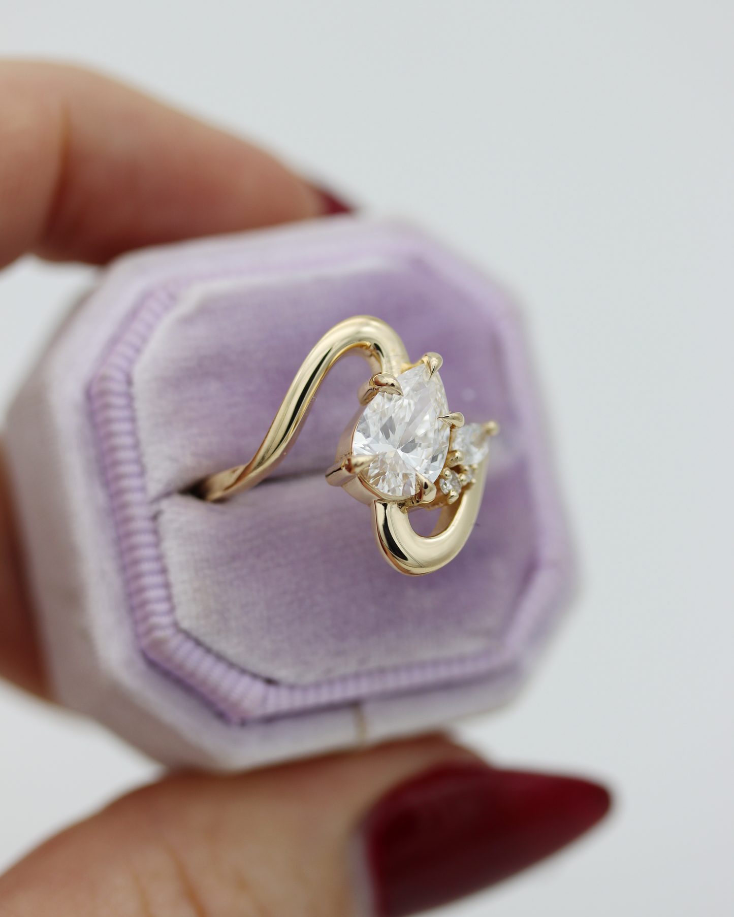 Radiant Waves 1.32ct Pear Cut Lab Diamond Engagement Ring
