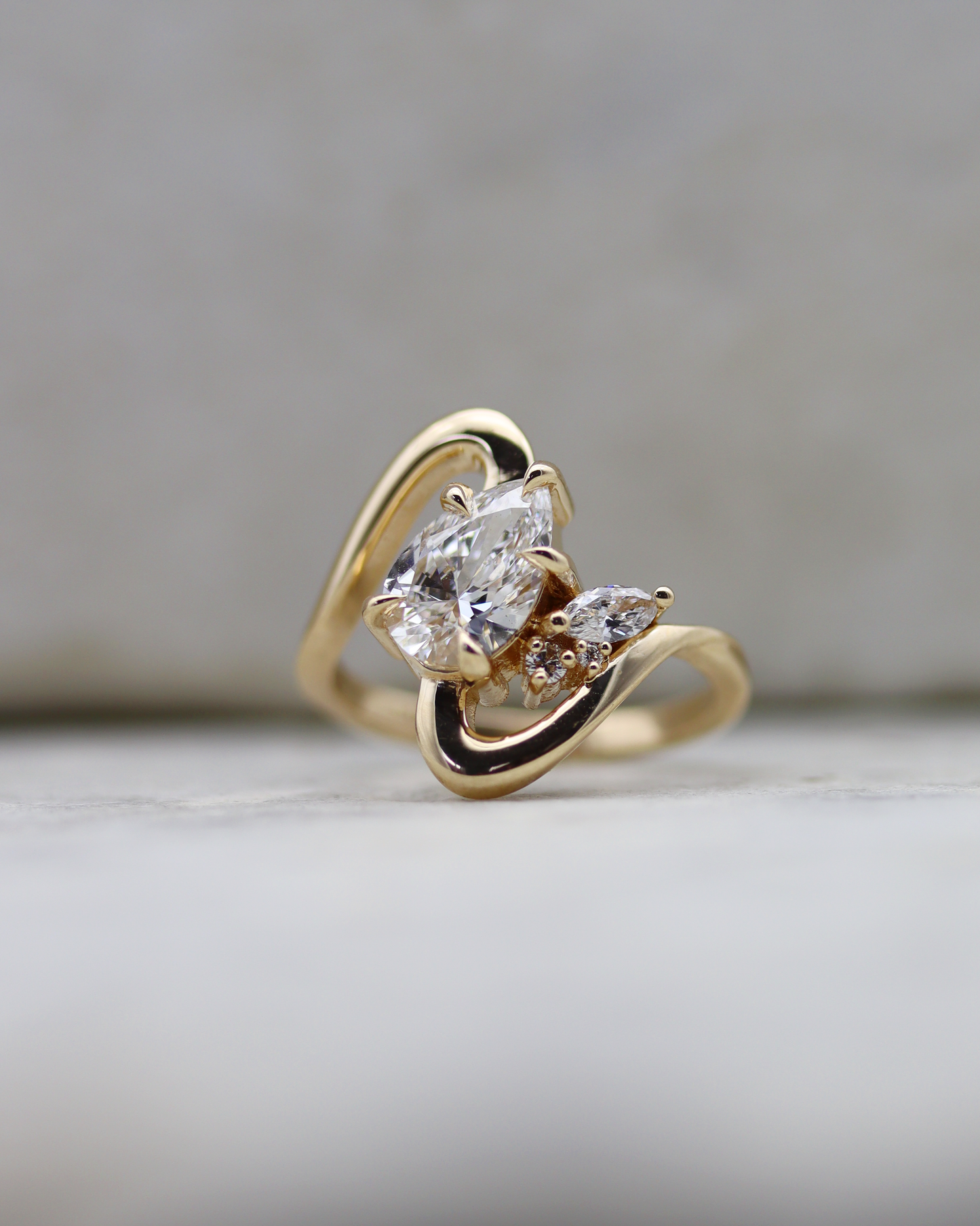 Radiant Waves 1.32ct Pear Cut Lab Diamond Engagement Ring