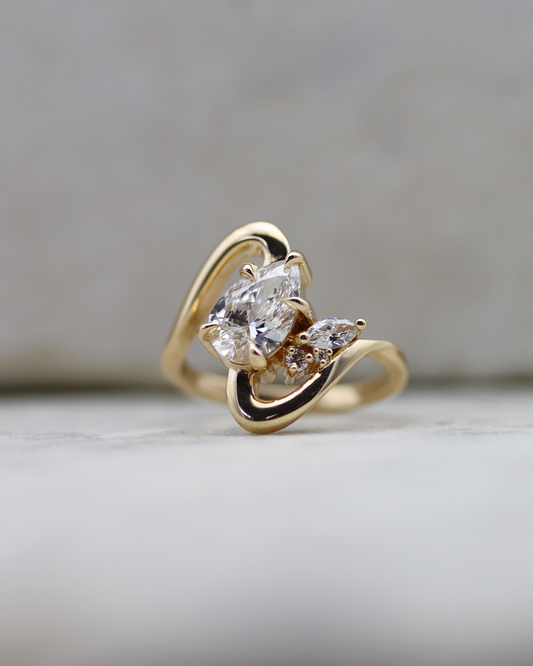Radiant Waves 1.32ct Pear Cut Lab Diamond Engagement Ring
