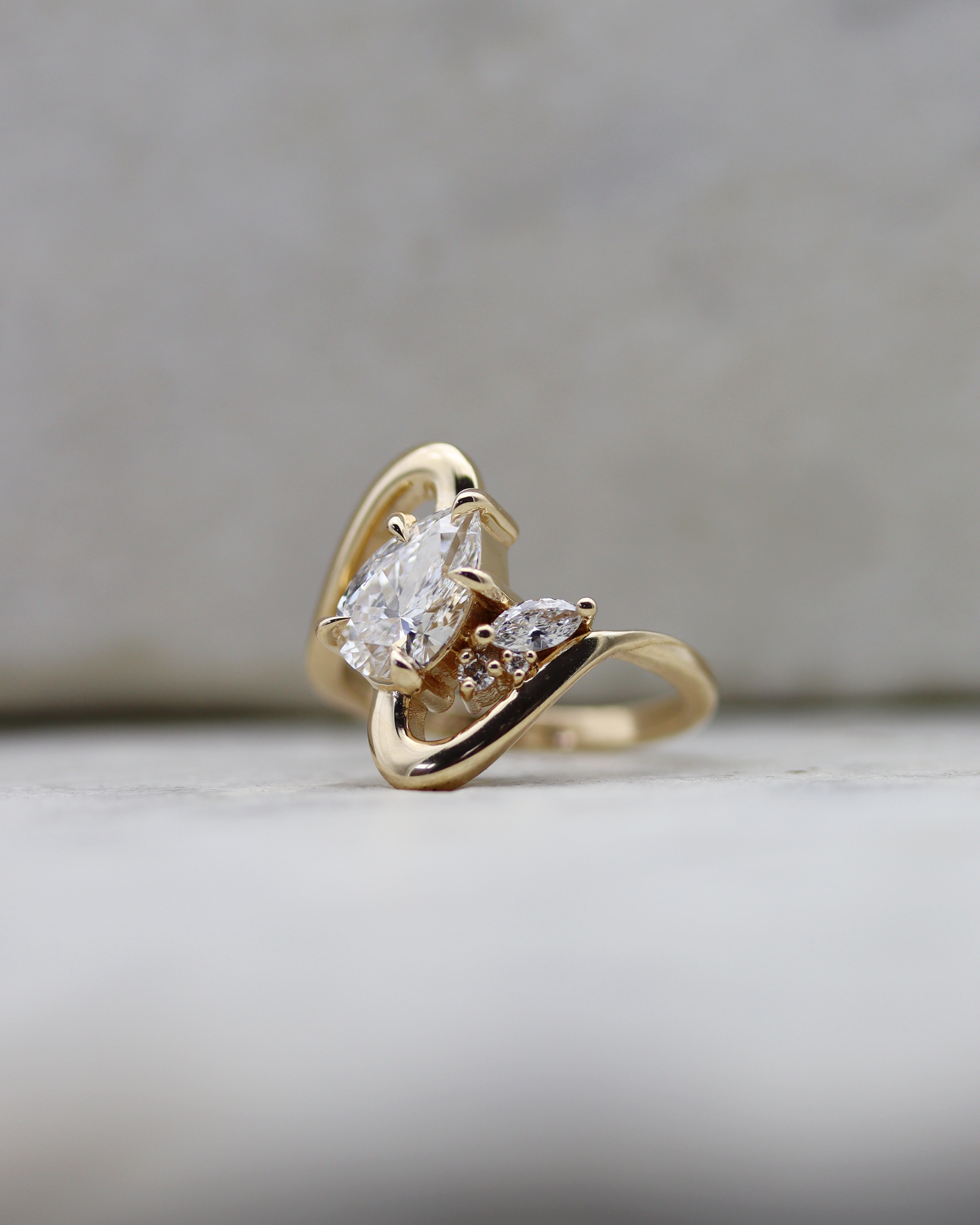 Radiant Waves 1.32ct Pear Cut Lab Diamond Engagement Ring
