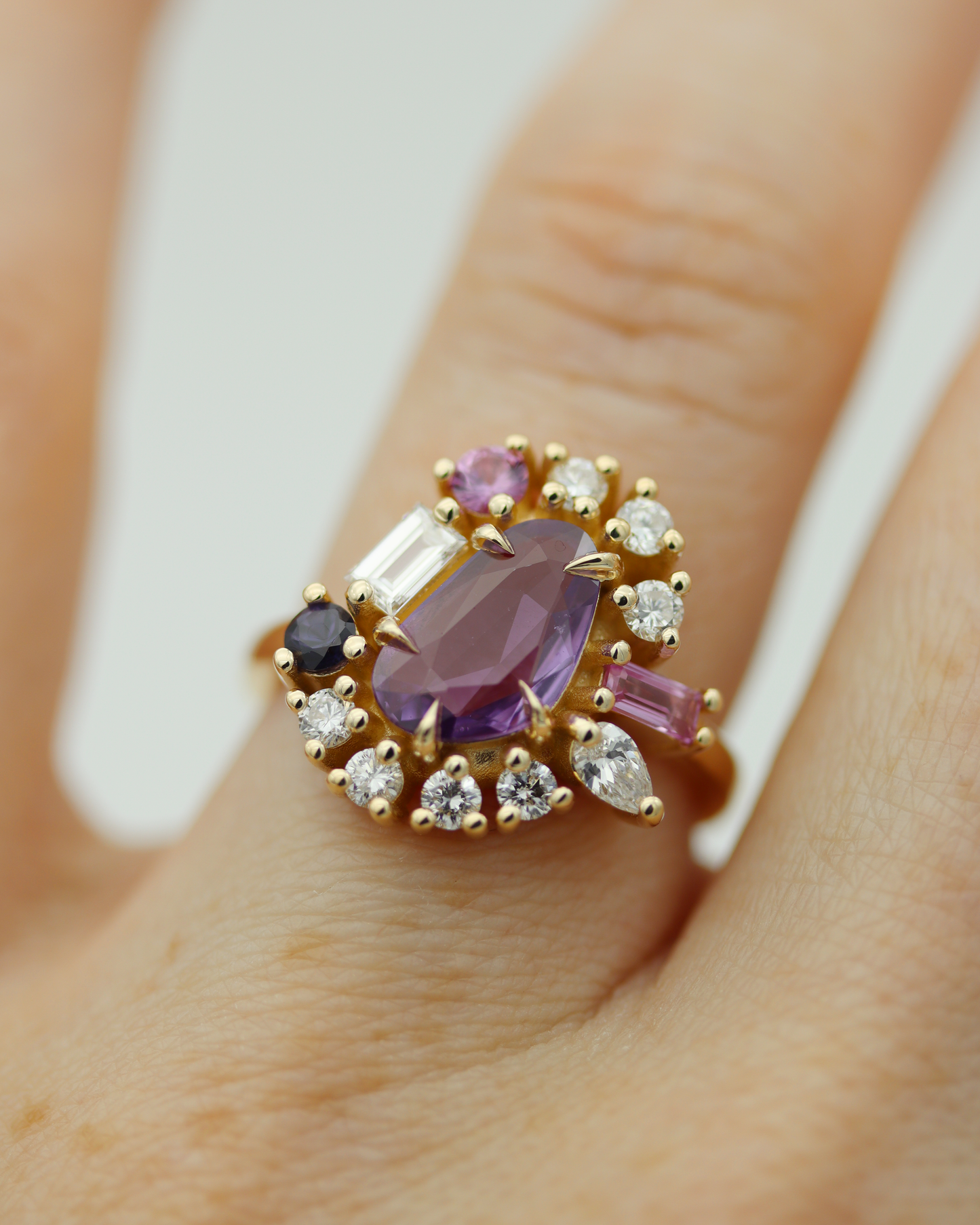 Painter’s Palette 1.01ct Purple Rose Cut Sapphire Cluster Ring