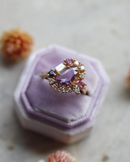 Painter’s Palette 1.01ct Purple Rose Cut Sapphire Cluster Ring