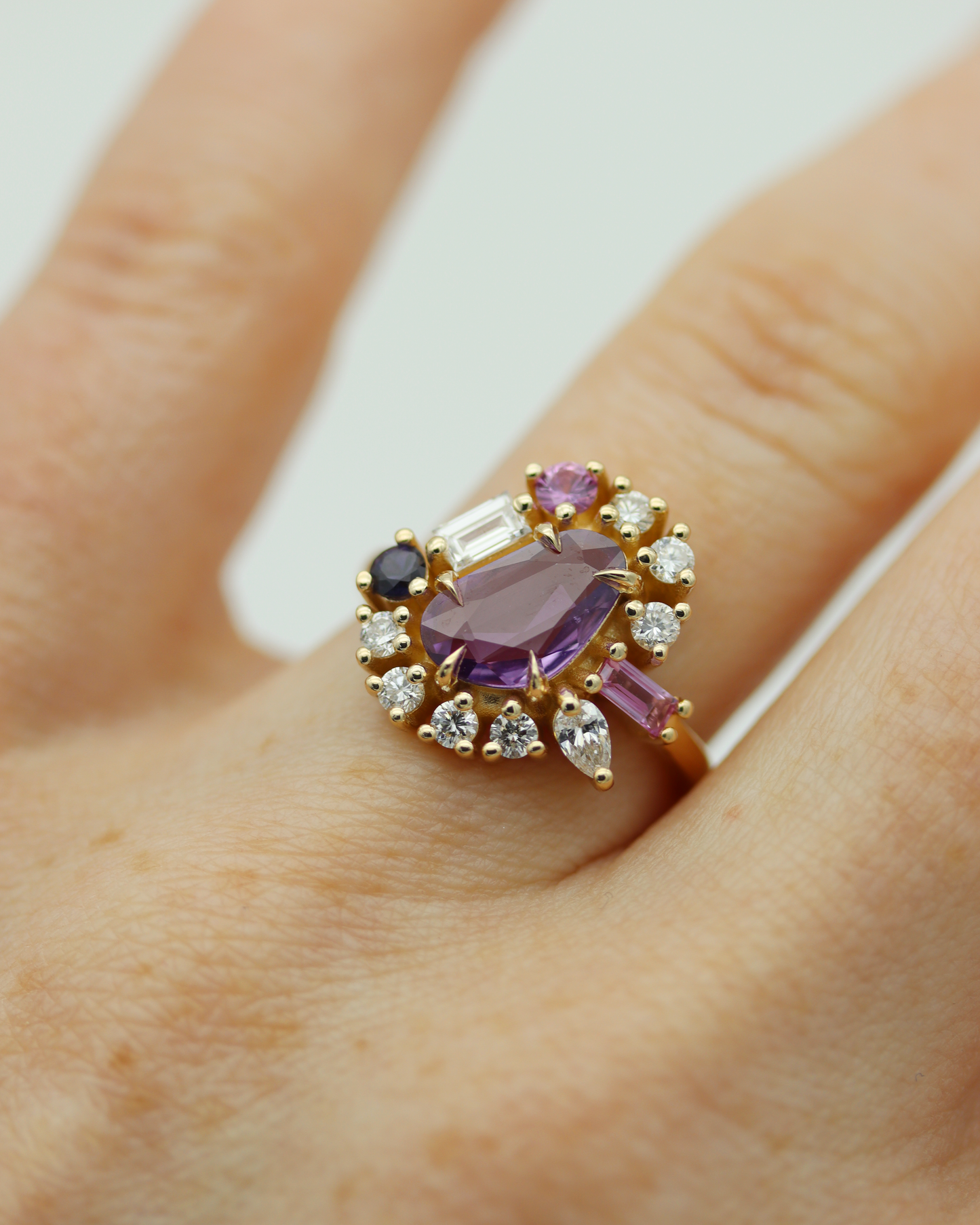 Painter’s Palette 1.01ct Purple Rose Cut Sapphire Cluster Ring