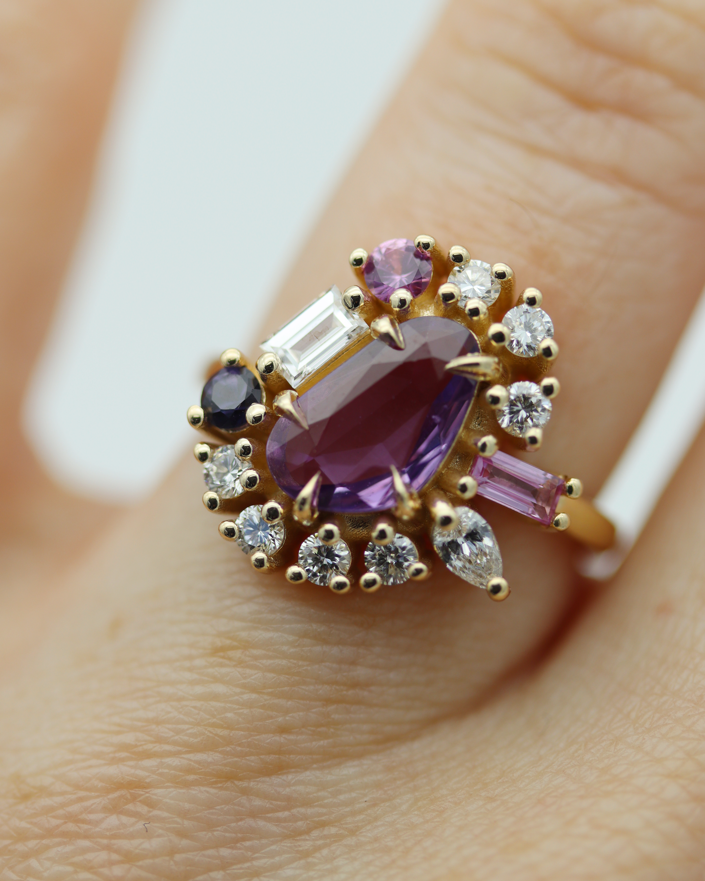 Painter’s Palette 1.01ct Purple Rose Cut Sapphire Cluster Ring