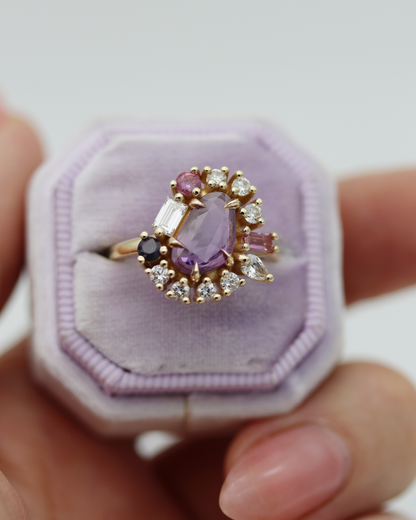 Painter’s Palette 1.01ct Purple Rose Cut Sapphire Cluster Ring
