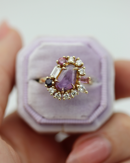 Painter’s Palette 1.01ct Purple Rose Cut Sapphire Cluster Ring