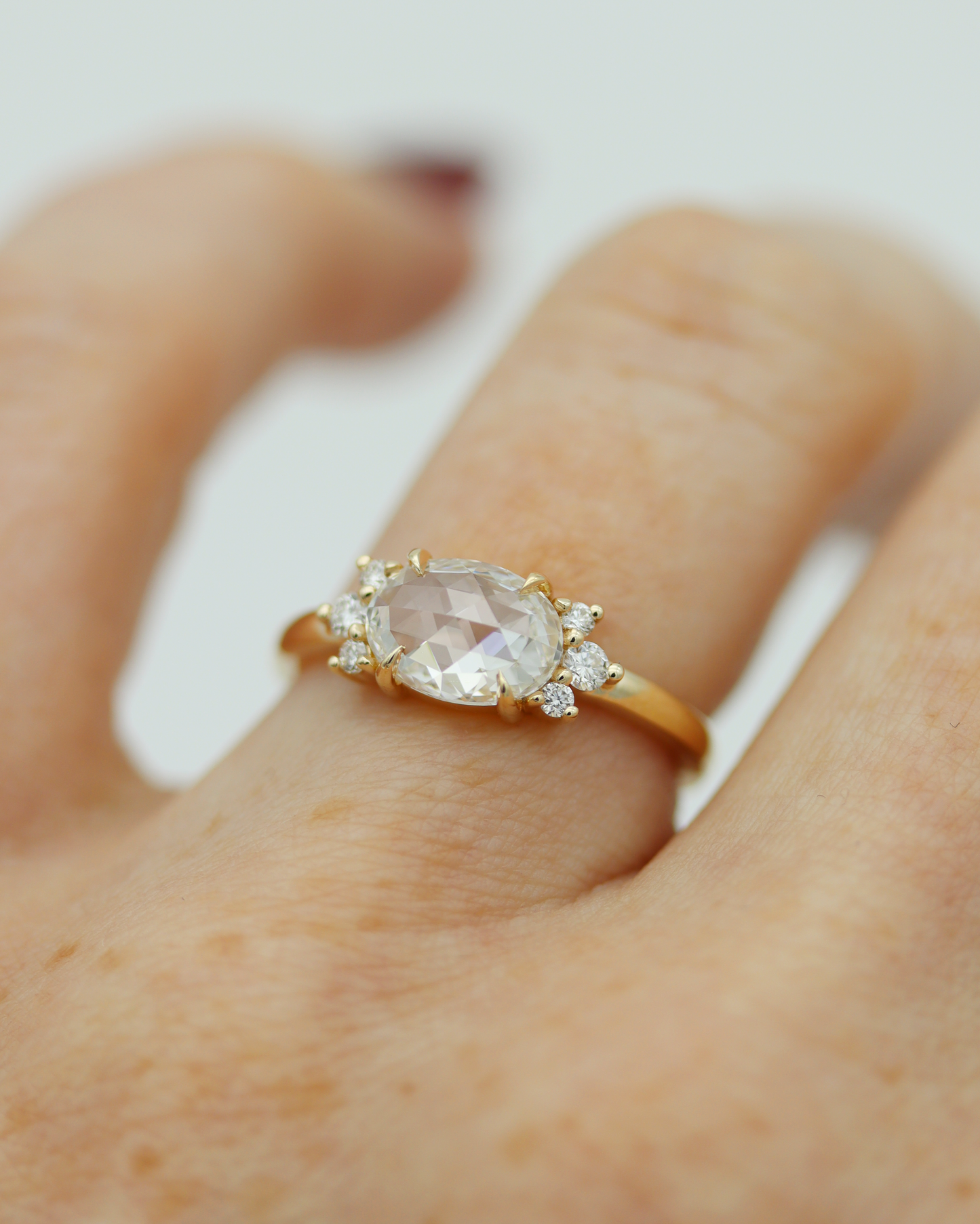 Sorcha 1.22ct Oval Rose Cut Lab Diamond Engagement Ring (Available for Custom)