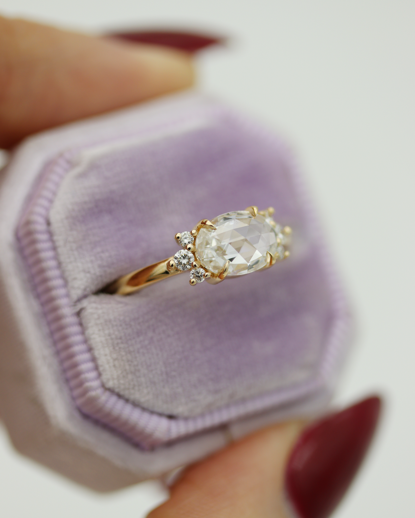 Sorcha 1.22ct Oval Rose Cut Lab Diamond Engagement Ring (Available for Custom)
