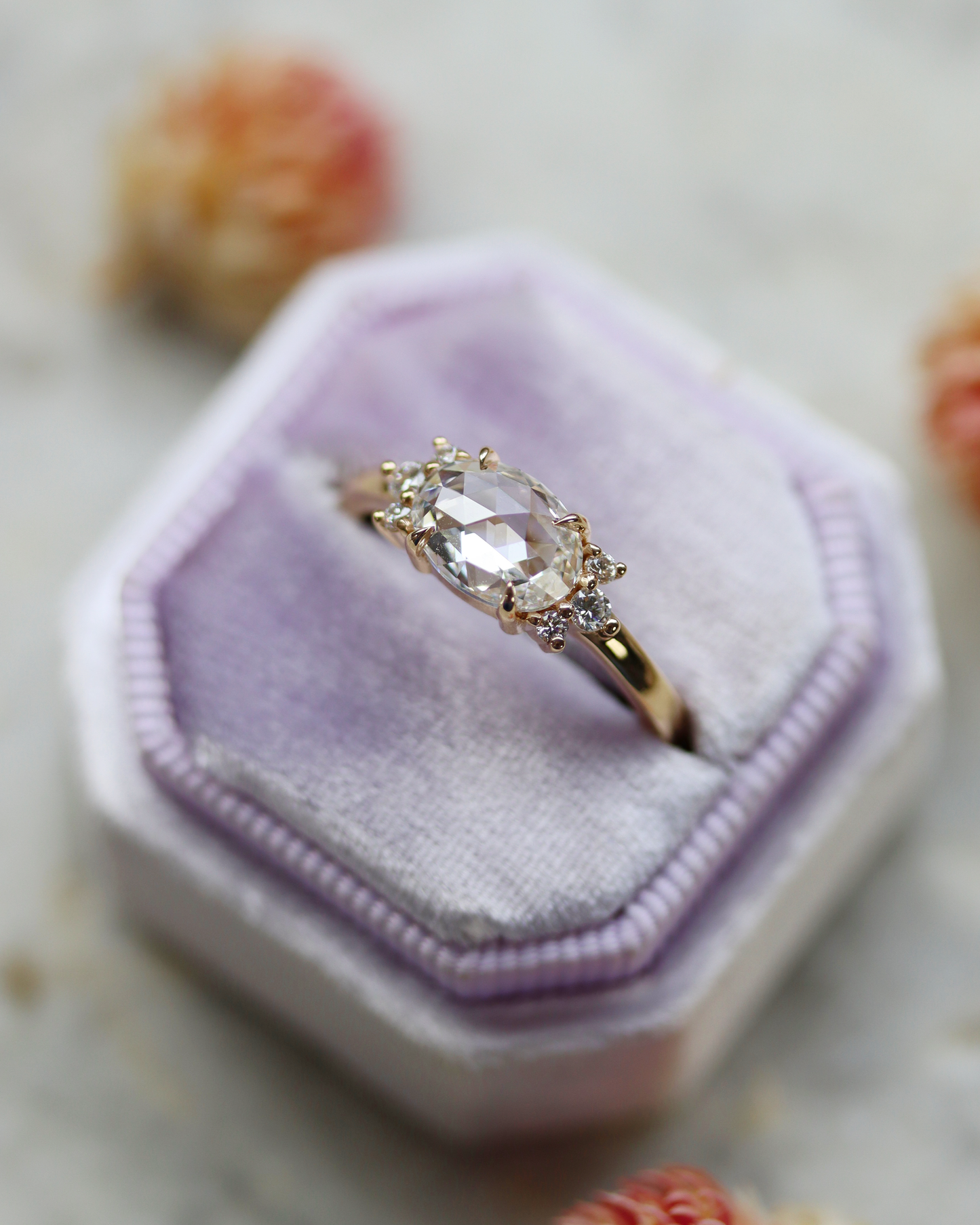 Sorcha 1.22ct Oval Rose Cut Lab Diamond Engagement Ring (Available for Custom)