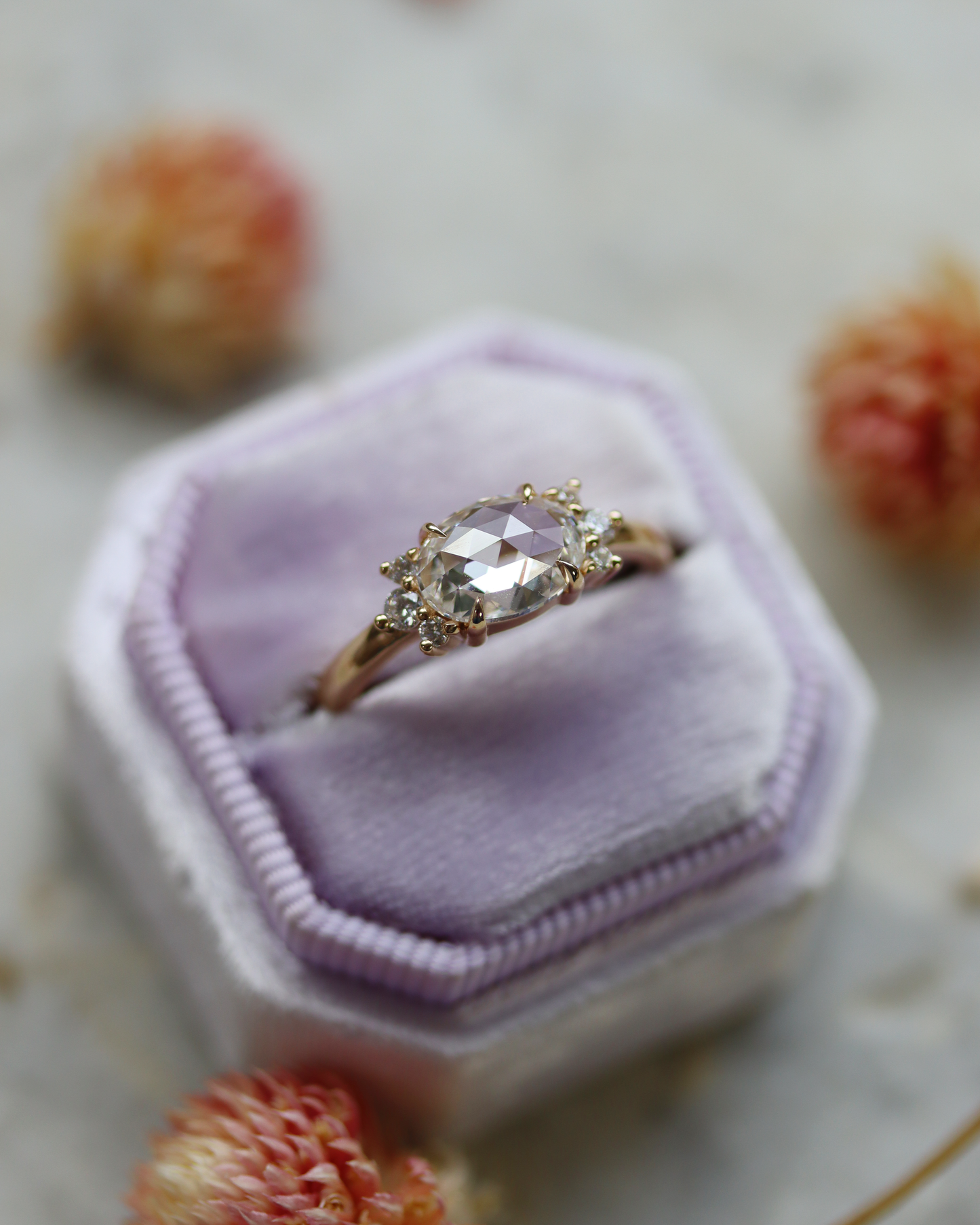 Sorcha 1.22ct Oval Rose Cut Lab Diamond Engagement Ring (Available for Custom)