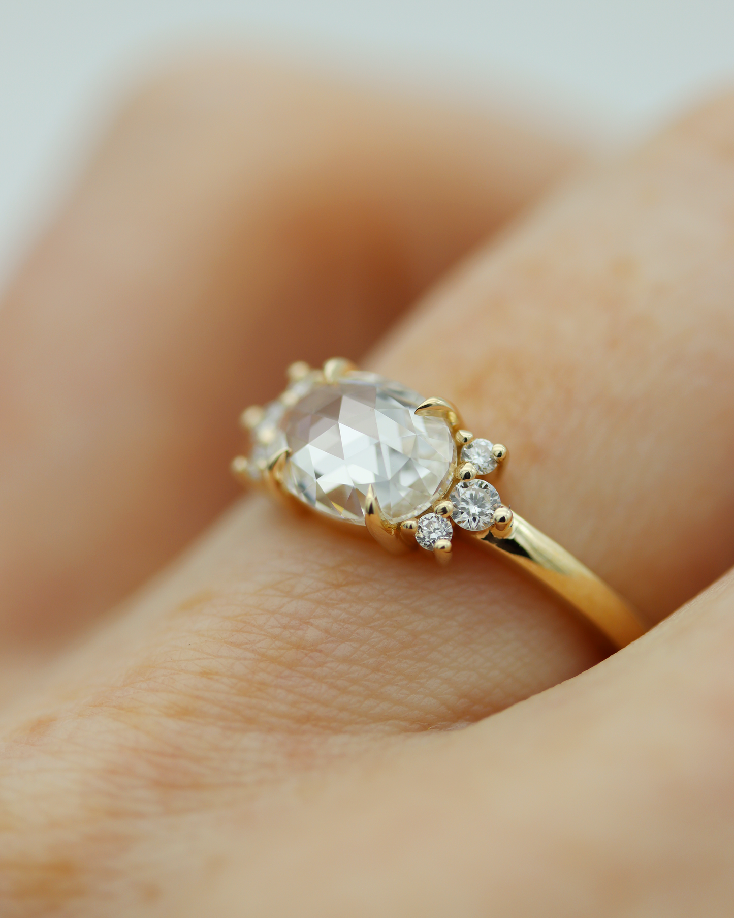 Sorcha 1.22ct Oval Rose Cut Lab Diamond Engagement Ring (Available for Custom)