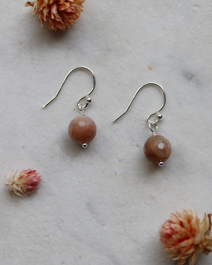 Sterling Silver Black Sunstone Dangle Earrings