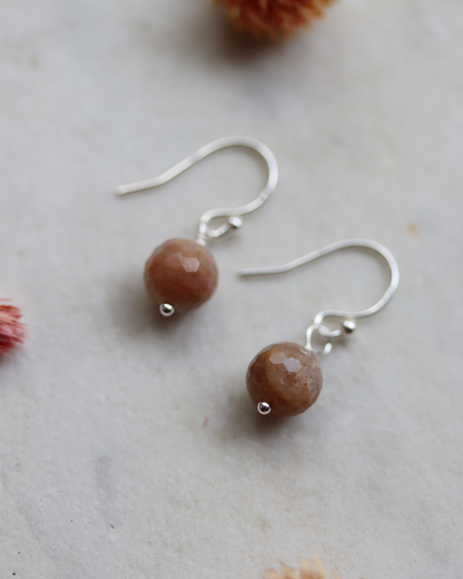 Sterling Silver Black Sunstone Dangle Earrings