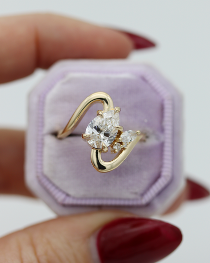 Radiant Waves 1.32ct Pear Cut Lab Diamond Engagement Ring