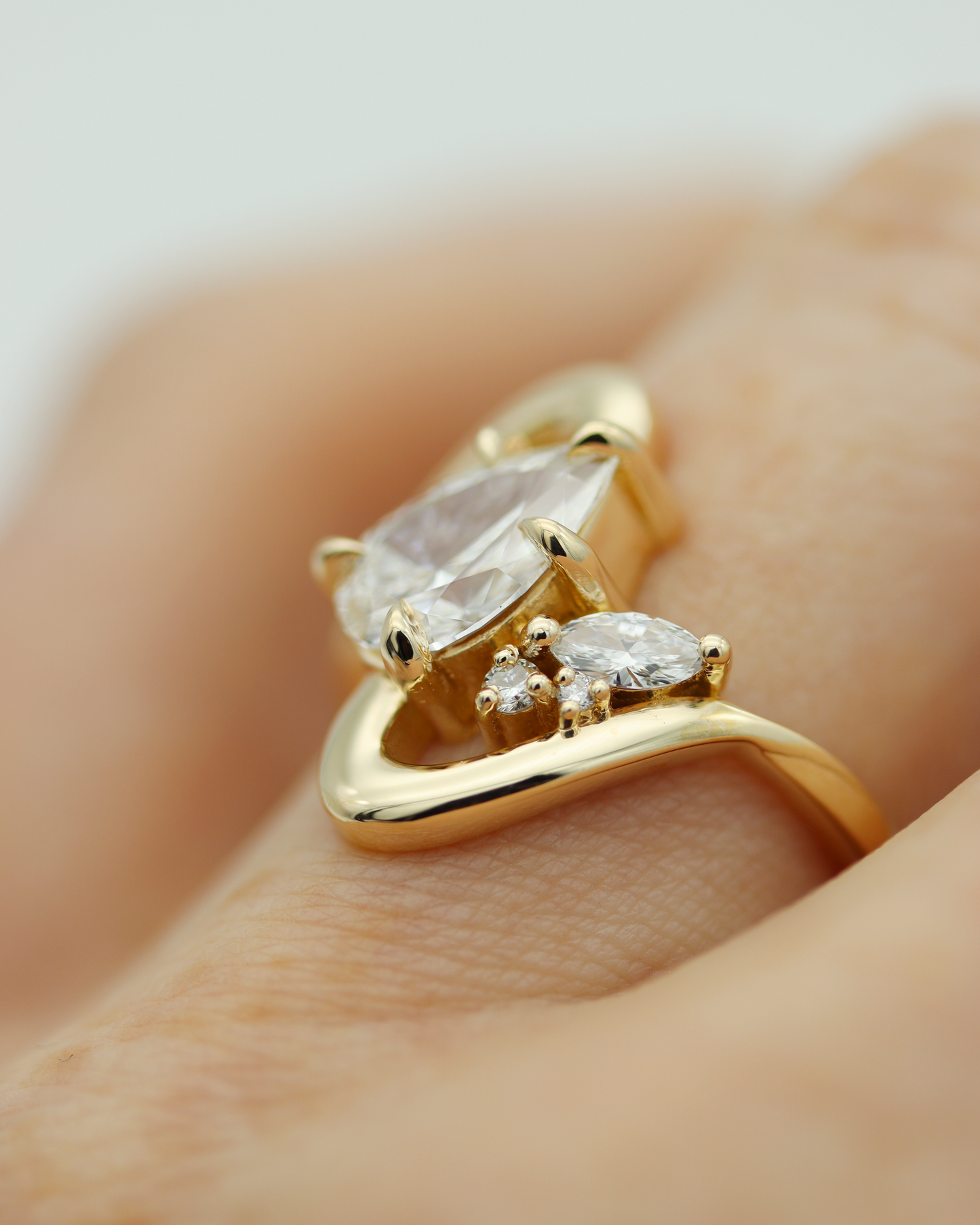 Radiant Waves 1.32ct Pear Cut Lab Diamond Engagement Ring