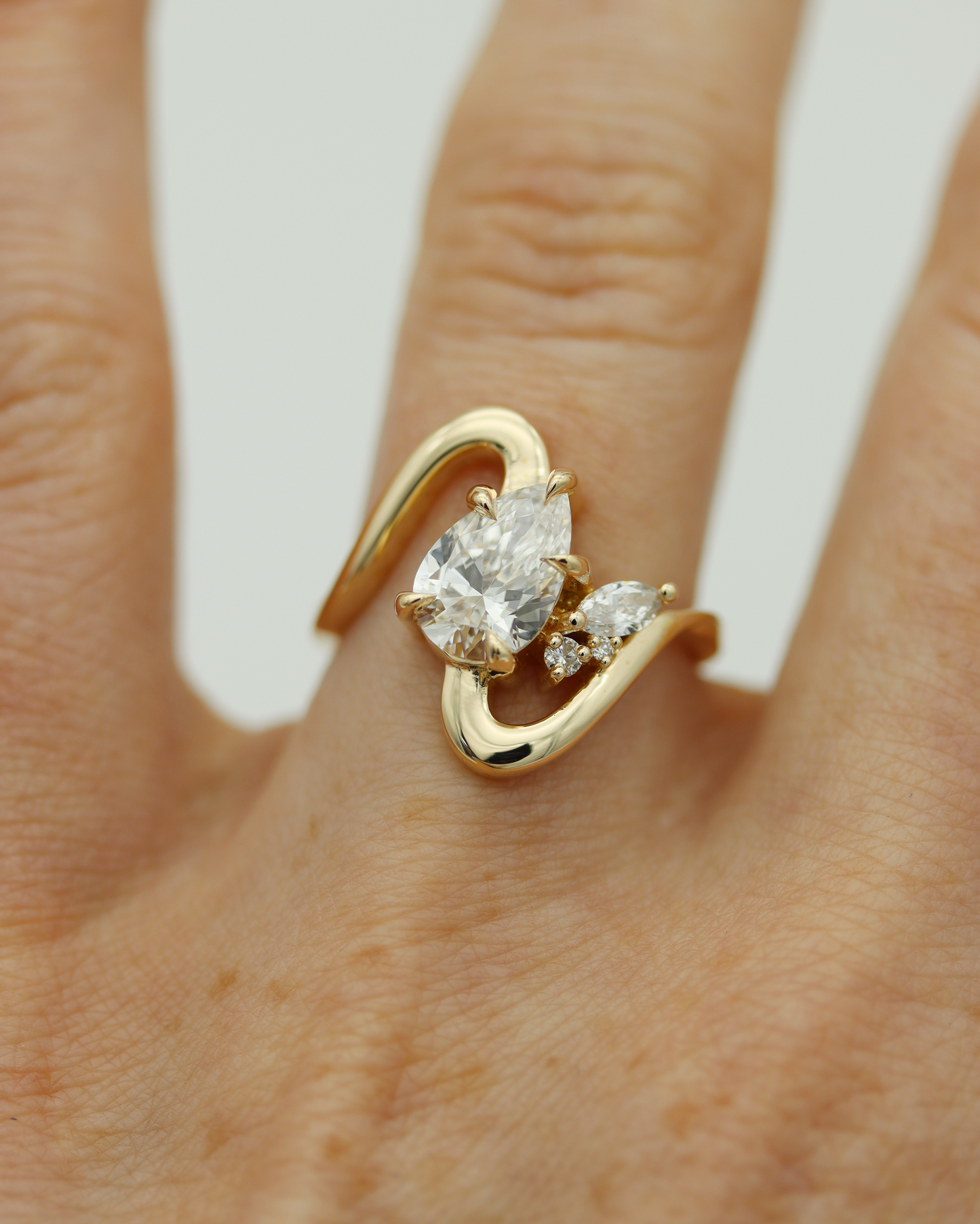 Radiant Waves 1.32ct Pear Cut Lab Diamond Engagement Ring