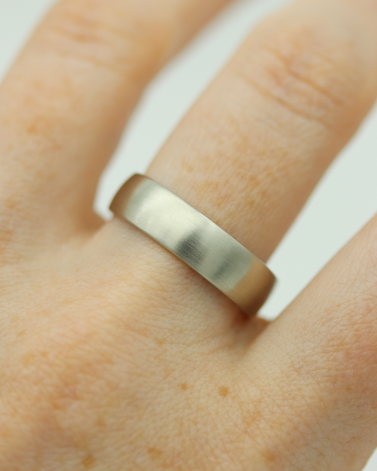 10K White Gold Satin Wedding Band